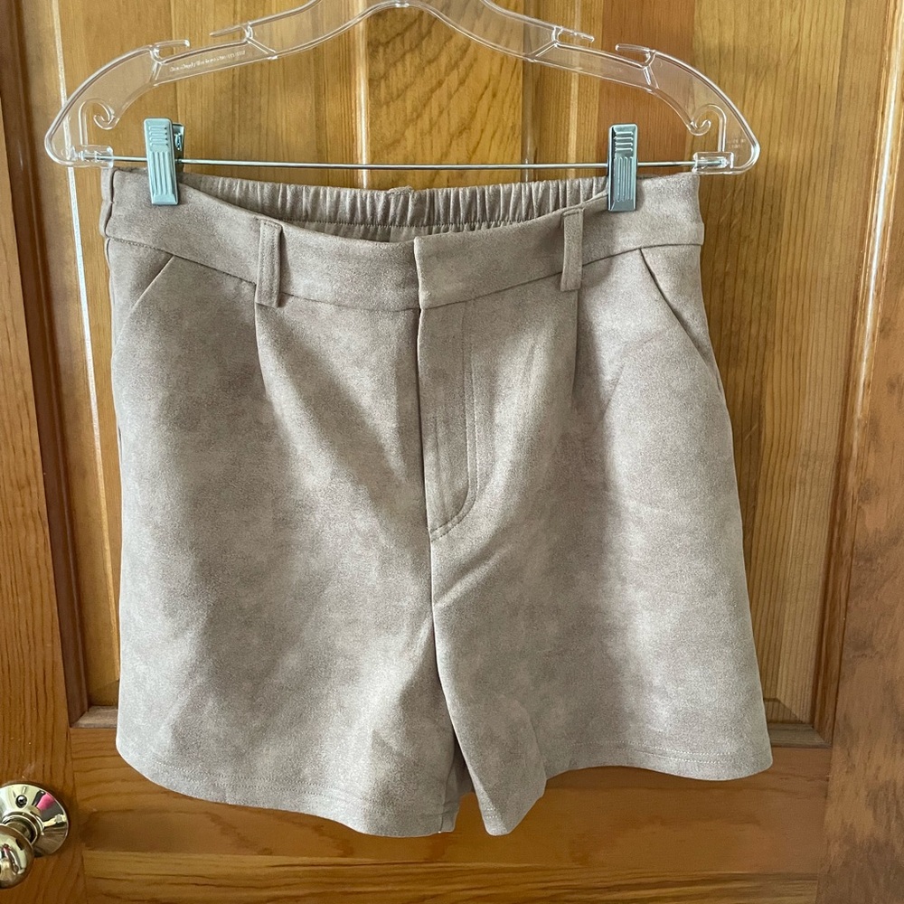Tan Faux Suede Women's Shorts